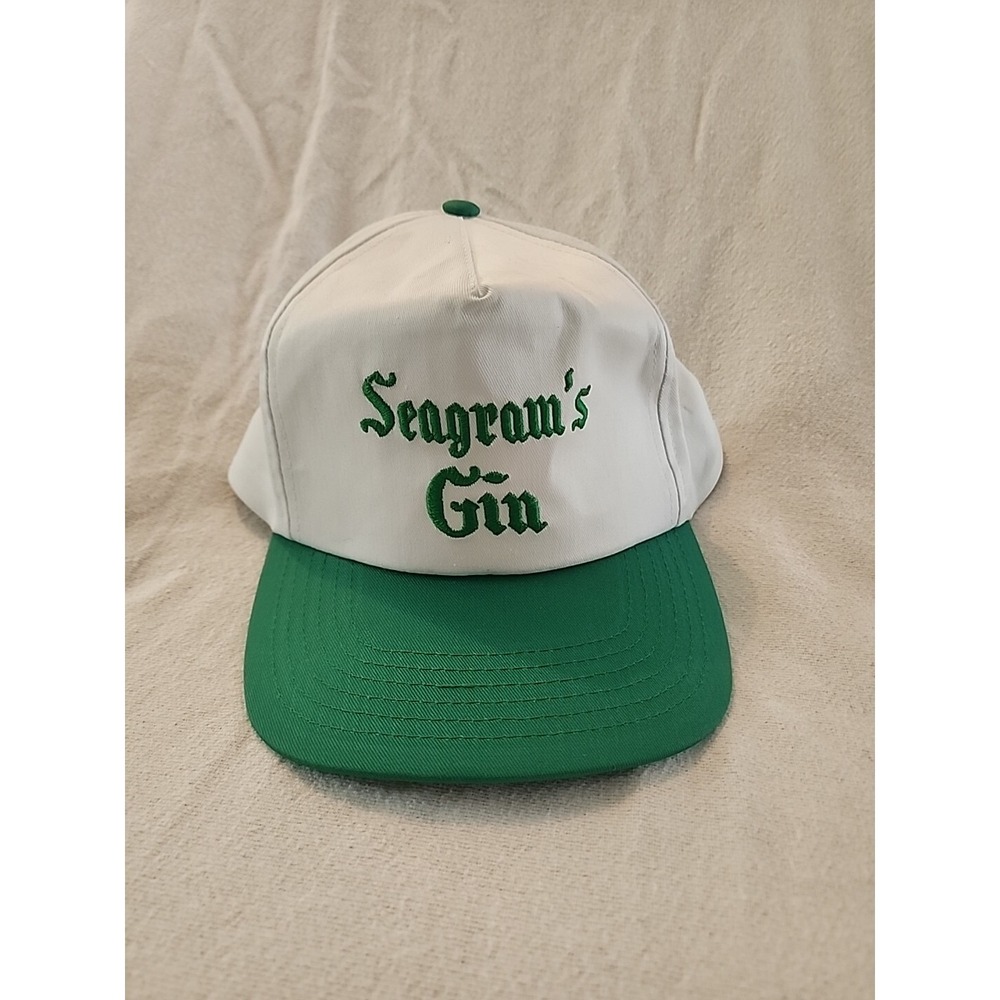 Vintage Seagrams Gin Hat Snapback Cap White Green Embroidered  Alcohol 90s